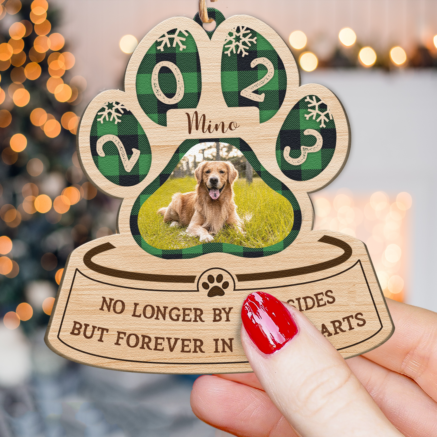 Forever In Our Hearts - Personalized Custom Shaped Wooden Photo Ornament