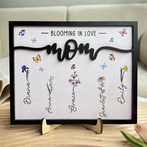 Mom Blooming In Love - Personalized Wooden Plaque