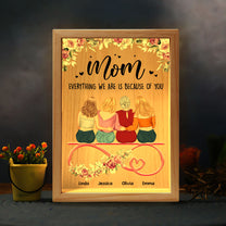 Mom Everything We Are Is Because Of You - Personalized Frame Light Box