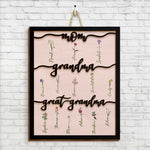 Mom Grandma Great Grandma - Personalized 2 Layers Wood Sign - Gift For Grandma