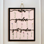 Mom Grandma Great Grandma - Personalized 2 Layers Wood Sign - Gift For Grandma