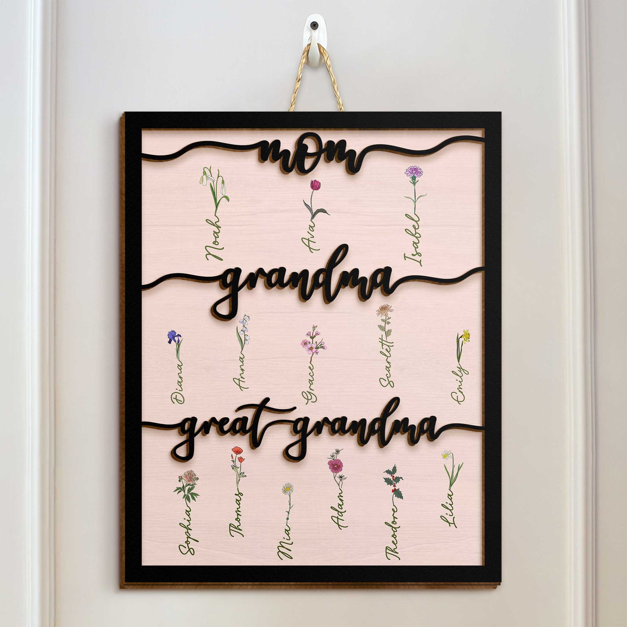 Mom Grandma Great Grandma - Personalized 2 Layers Wood Sign - Gift For Grandma