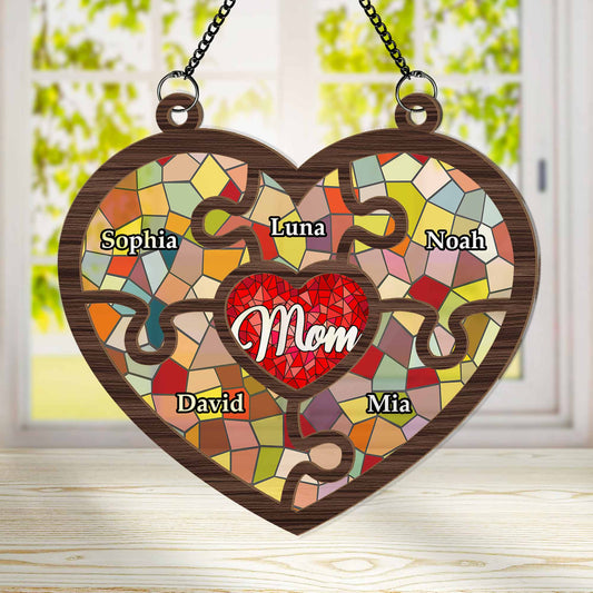 Mom Hold Us All - Personalized Window Hanging Suncatcher Ornament