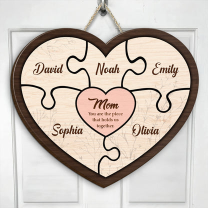 Mom Holds Us Together - Personalized Wood Sign