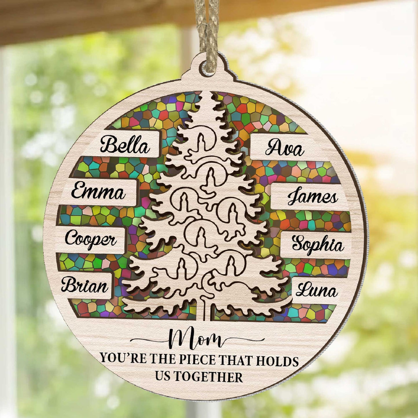 Mom Holds Us Together - Personalized Suncatcher Ornament