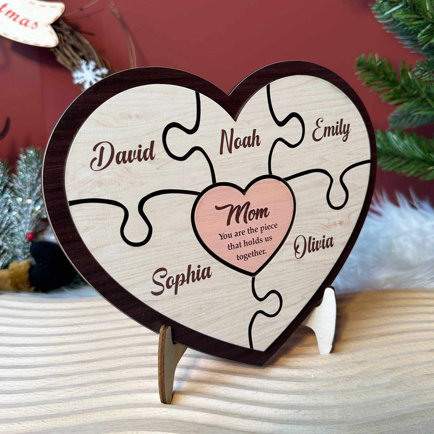 Mom Holds Us Together - Personalized Wooden Plaque