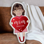 Mom I Love You - Personalized Photo Custom Shaped Pillow