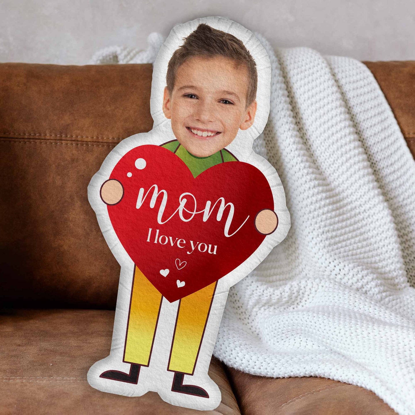 Mom I Love You - Personalized Photo Custom Shaped Pillow