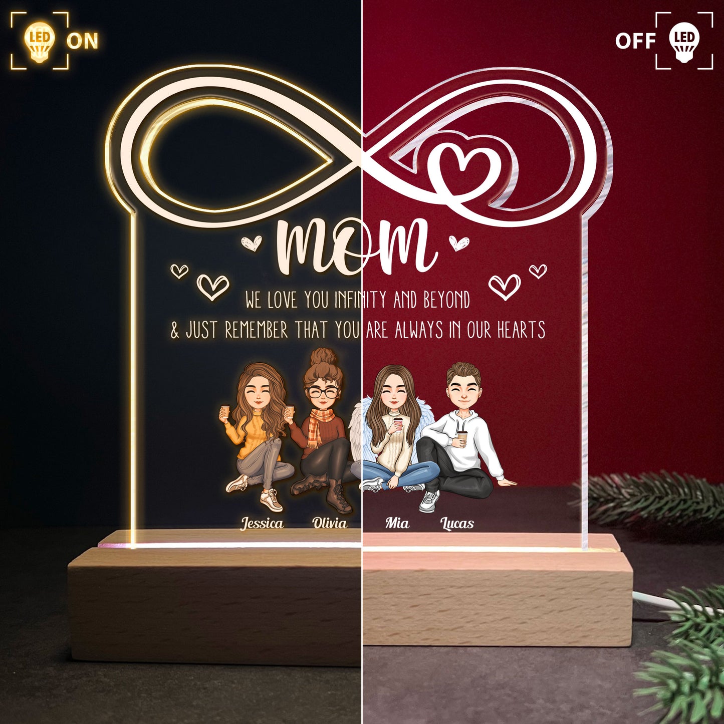 Mom Infinity Love Between Mother & Daughter - Personalized LED Light