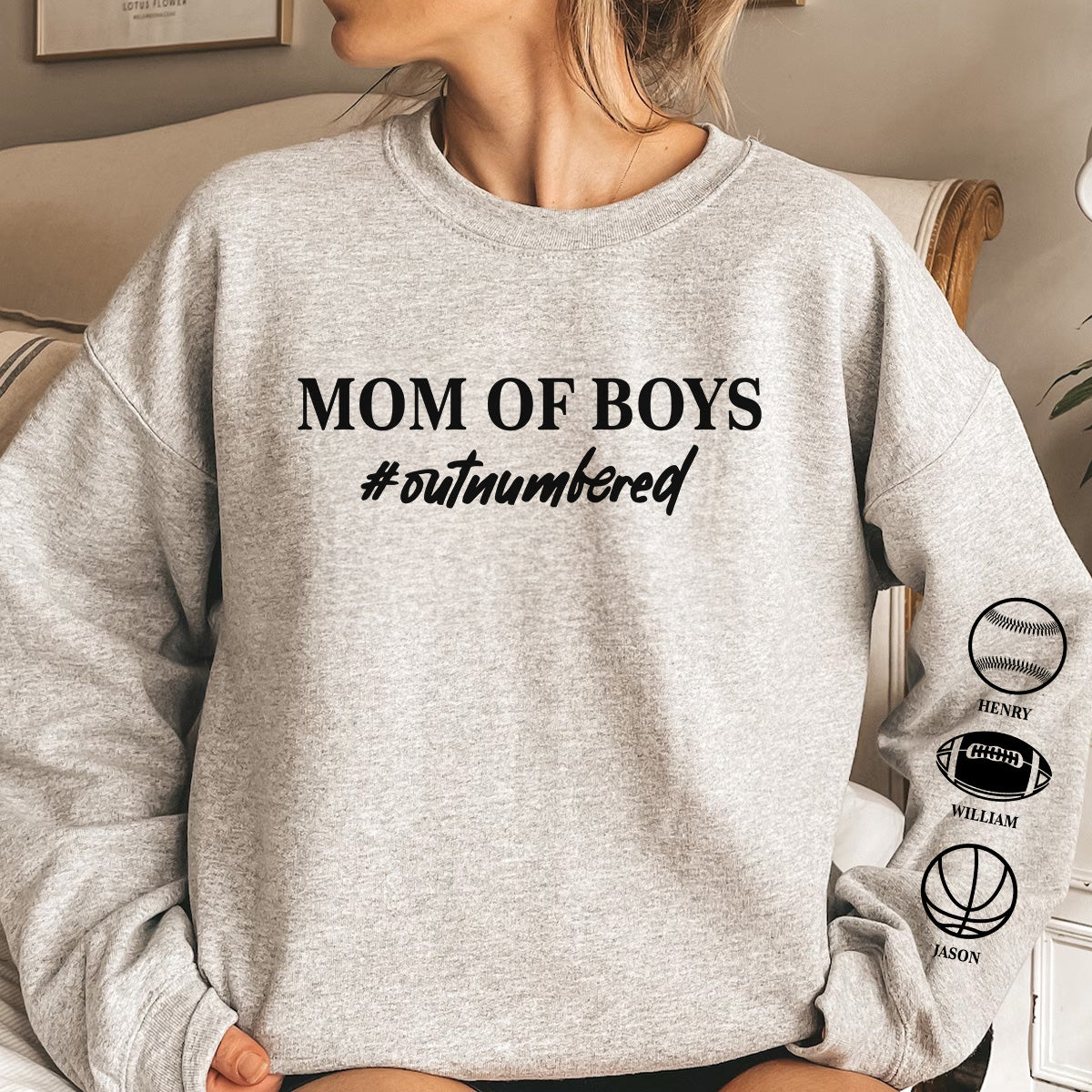 Mom Of Boys - Personalized Sweatshirt