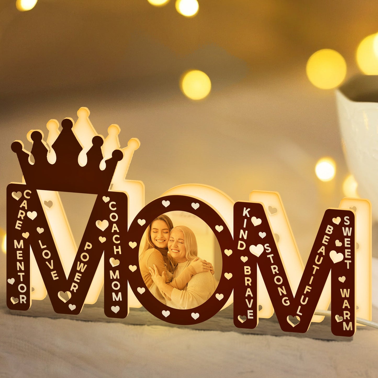 Mom Strong Beautiful Mother's Day Gift - Personalized Custom Shape Photo Light Box