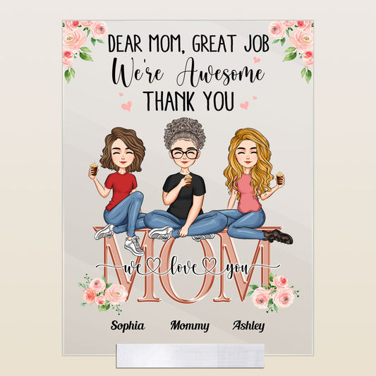 Mom - Thank You - Personalized Acrylic Plaque - Birthday, New Year, Mother's Day Gift For Mother, Mama