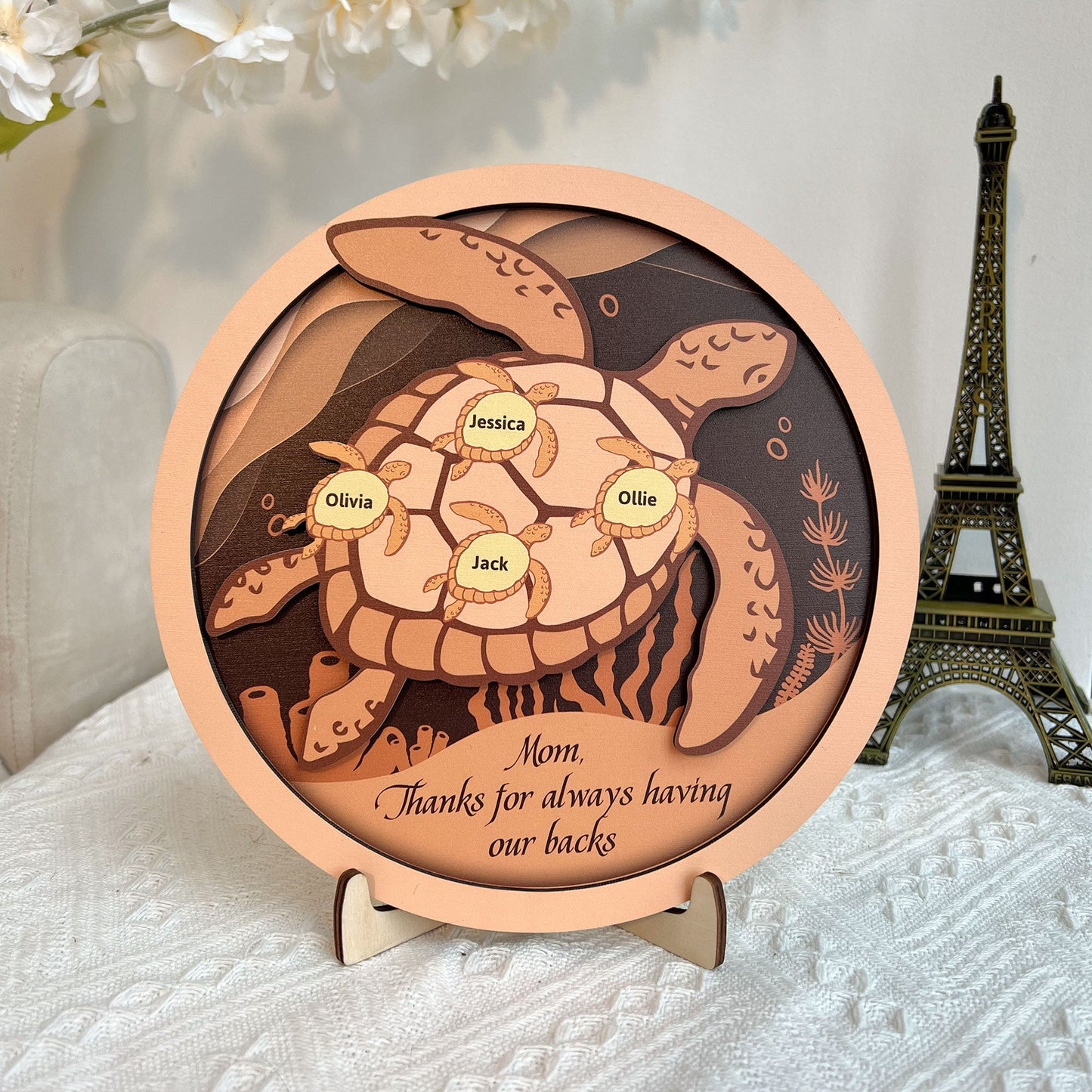 Mom Thanks For Always Having Our Backs Mother'S Day - Personalized Wooden Plaque