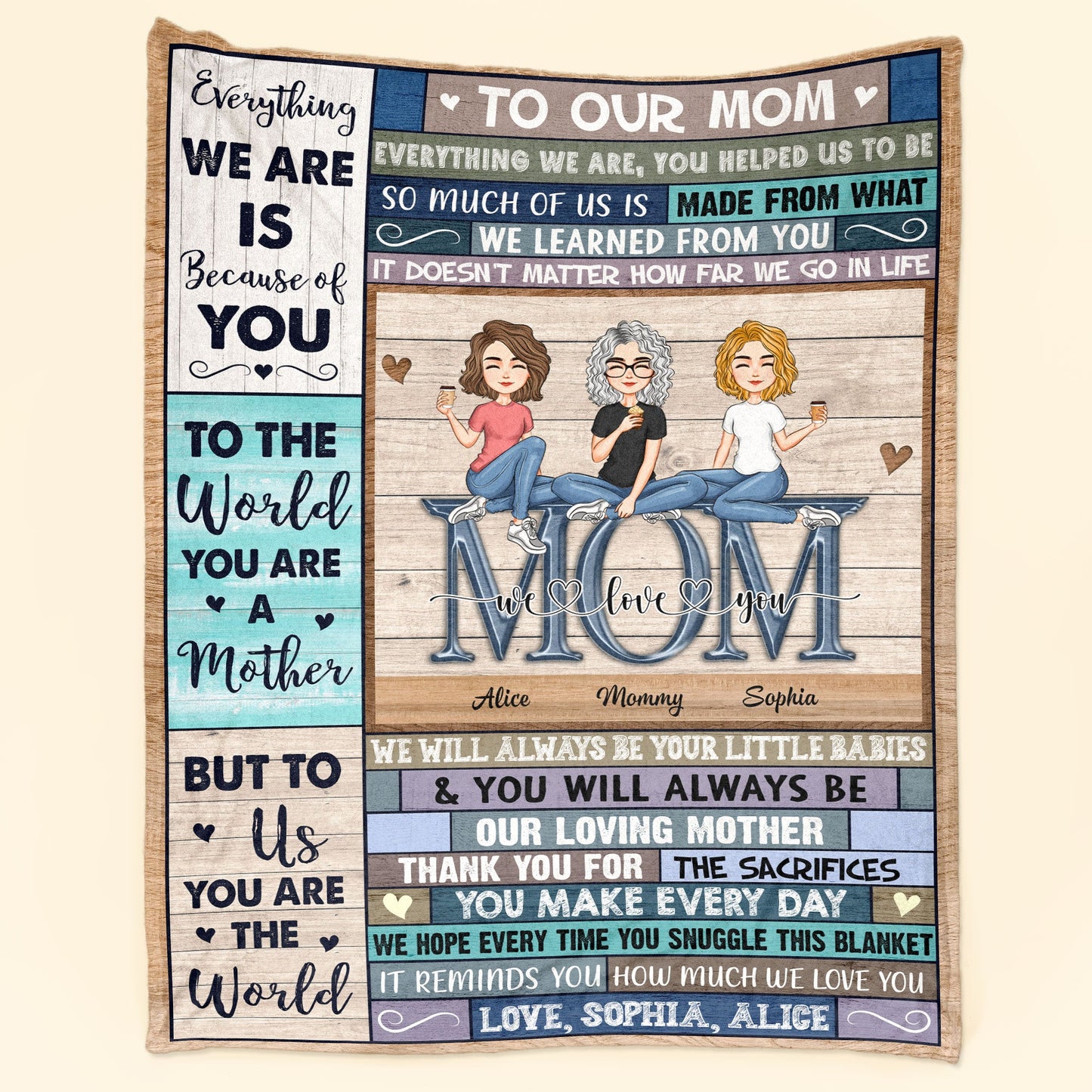 Mom, We Love You 2 - Personalized Mom Blanket