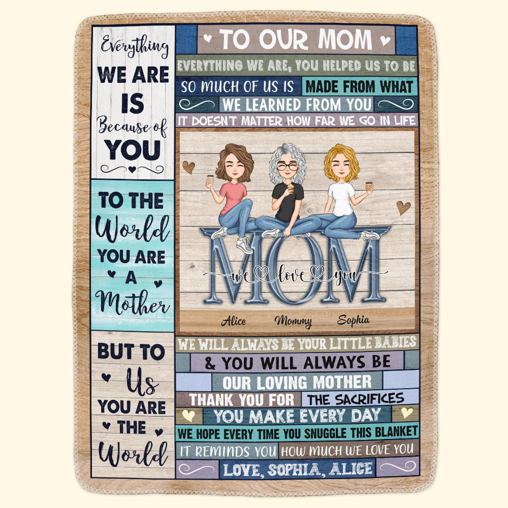 Mom, We Love You 2 - Personalized Mom Blanket