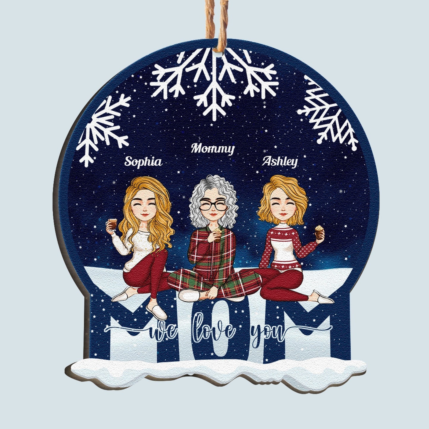 Mom - We Love You - Christmas Eve - Personalized Custom Shaped Wooden Ornament
