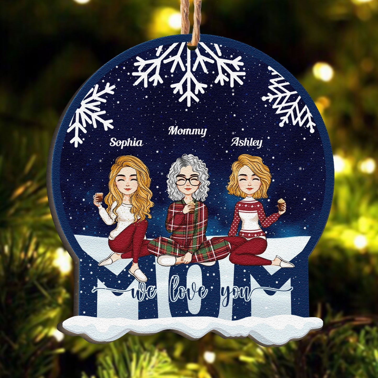 Mom - We Love You - Christmas Eve - Personalized Custom Shaped Wooden Ornament