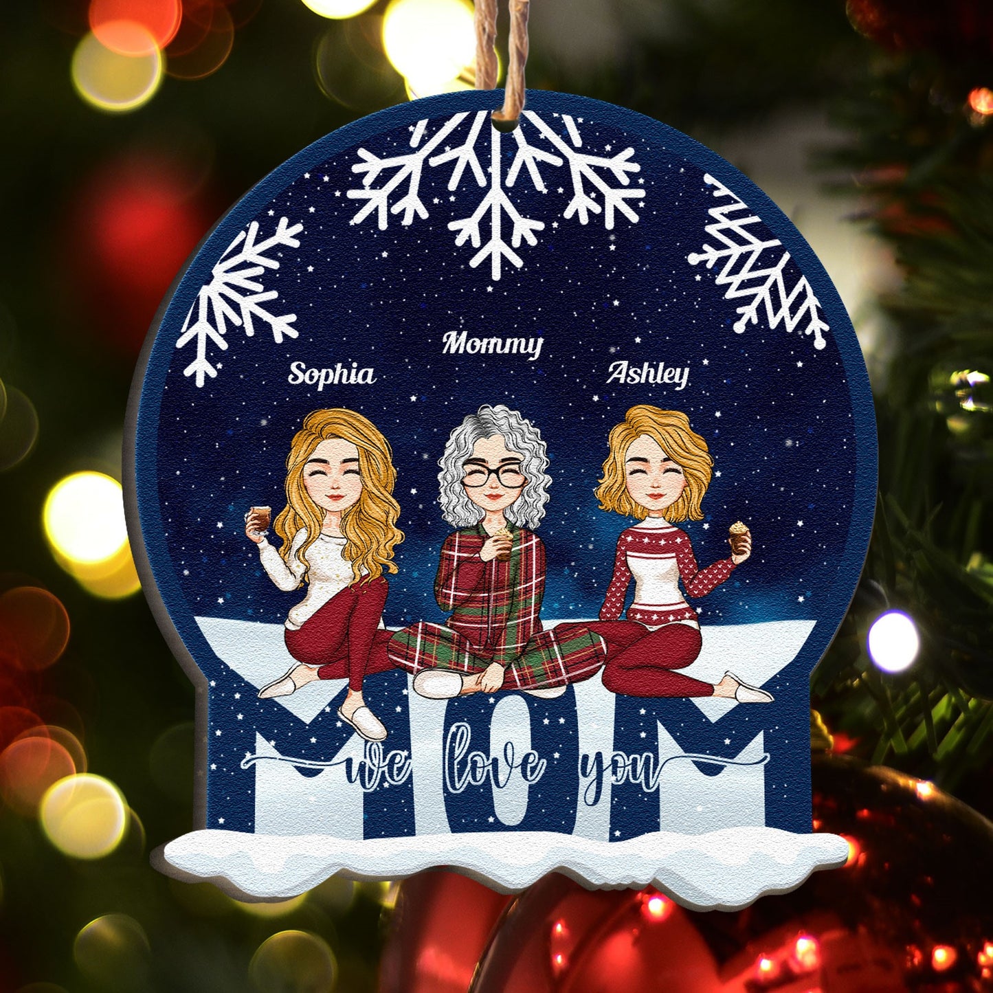 Mom - We Love You - Christmas Eve - Personalized Custom Shaped Wooden Ornament