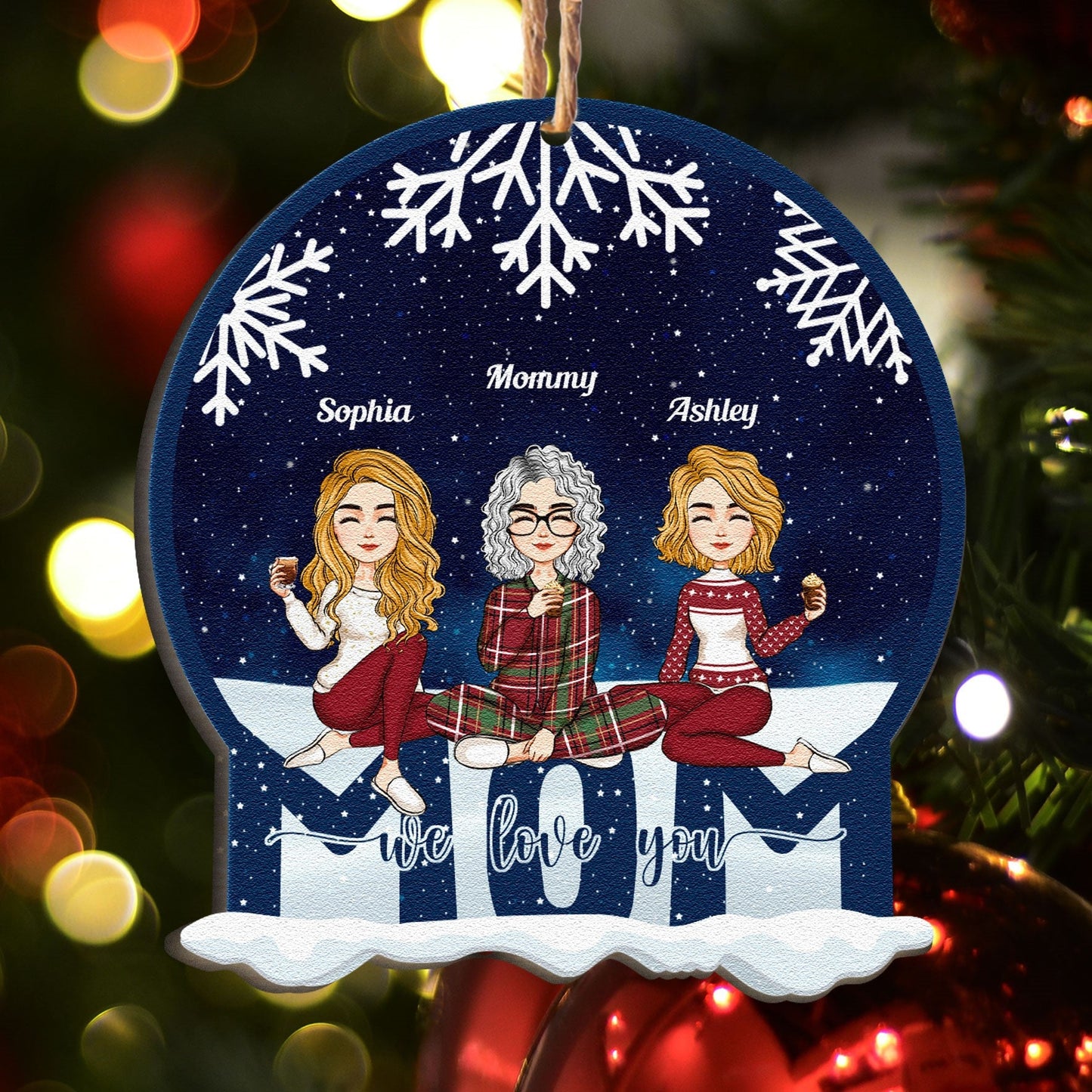 Mom - We Love You - Christmas Eve - Personalized Custom Shaped Wooden Ornament