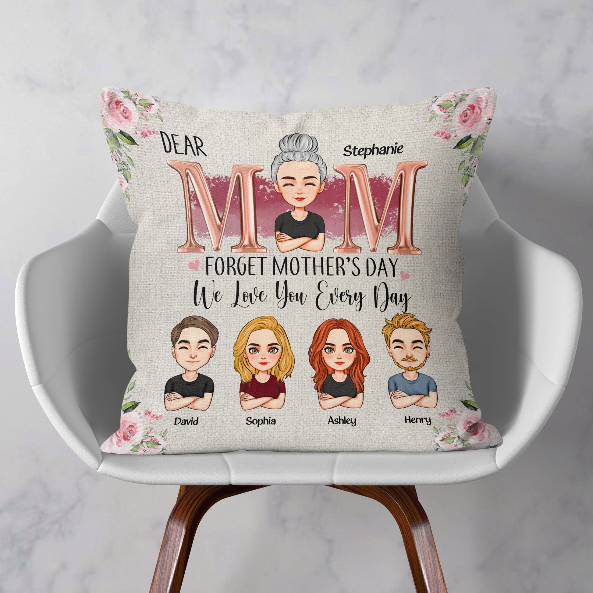 Mom - We Love You Every Day - Personalized Pillow