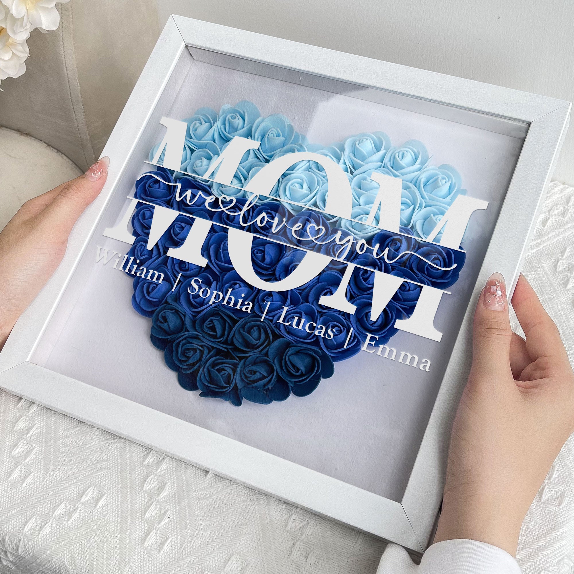 Mom We Love You - Personalized Flower Shadow Box