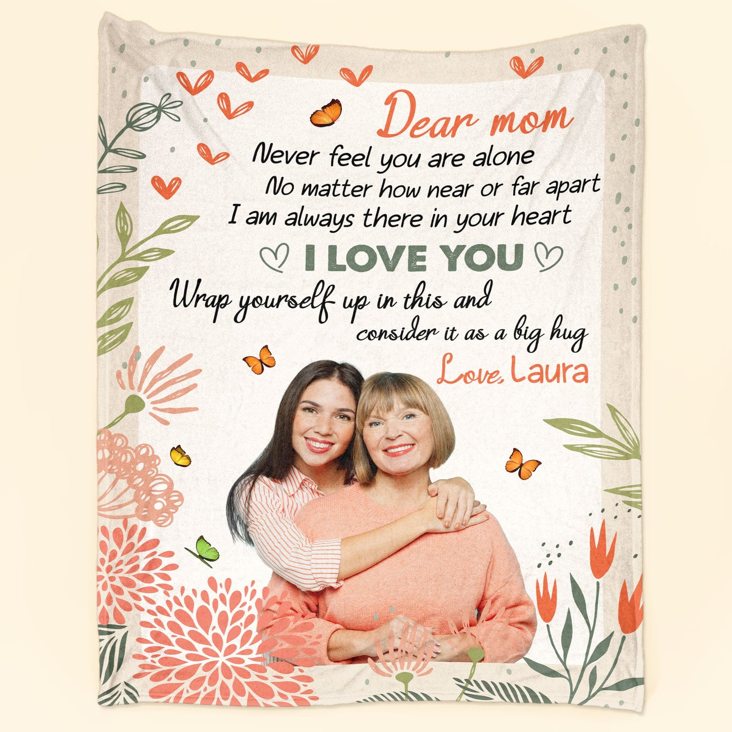 Mom, Never Feel You Are Alone - Personalized Photo Blanket