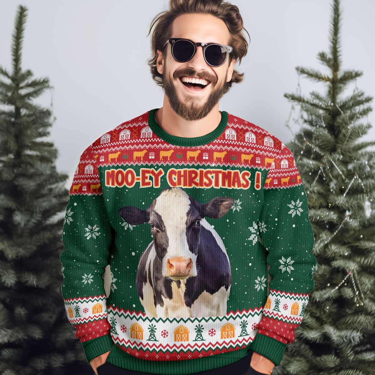 Cow christmas sweater walmart hot sale