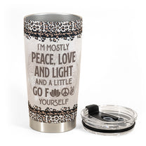 Mostly Peace Love And Light - Personalized Tumbler Cup - Birthday Gift For Yoga Lover - Leopard Pattern Design