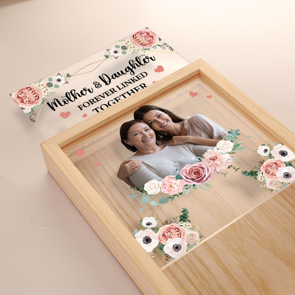 Mother And Children Forever Linked Together - Personalized Photo Frame Light Box