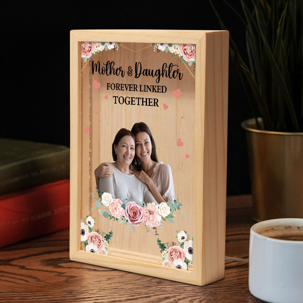 Mother And Children Forever Linked Together - Personalized Photo Frame Light Box