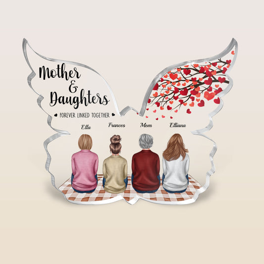 Mother And Daughter Forever Linked Together - Personalized Custom Shaped Acrylic Plaque