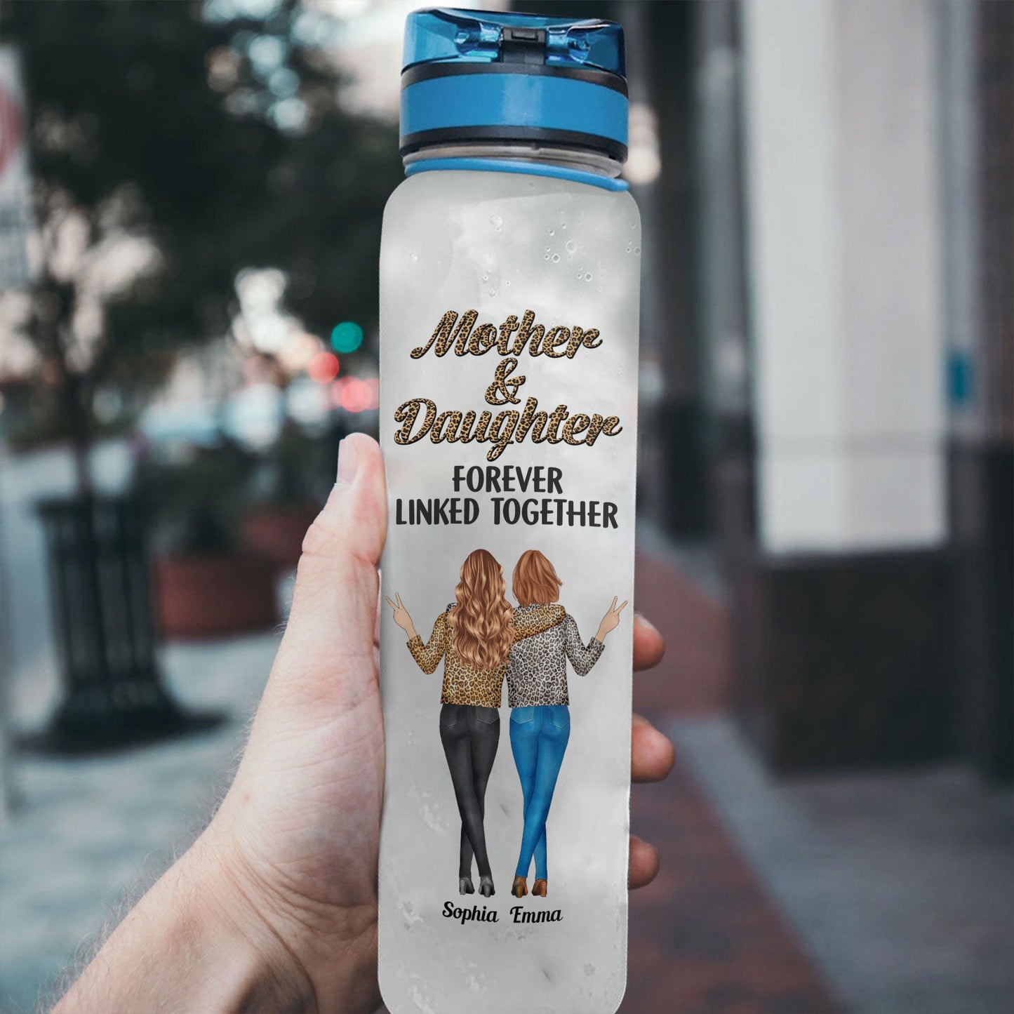 Mother And Daughter - Personalized Water Tracker Bottle - Mother's Day Gift For Mom, Mother