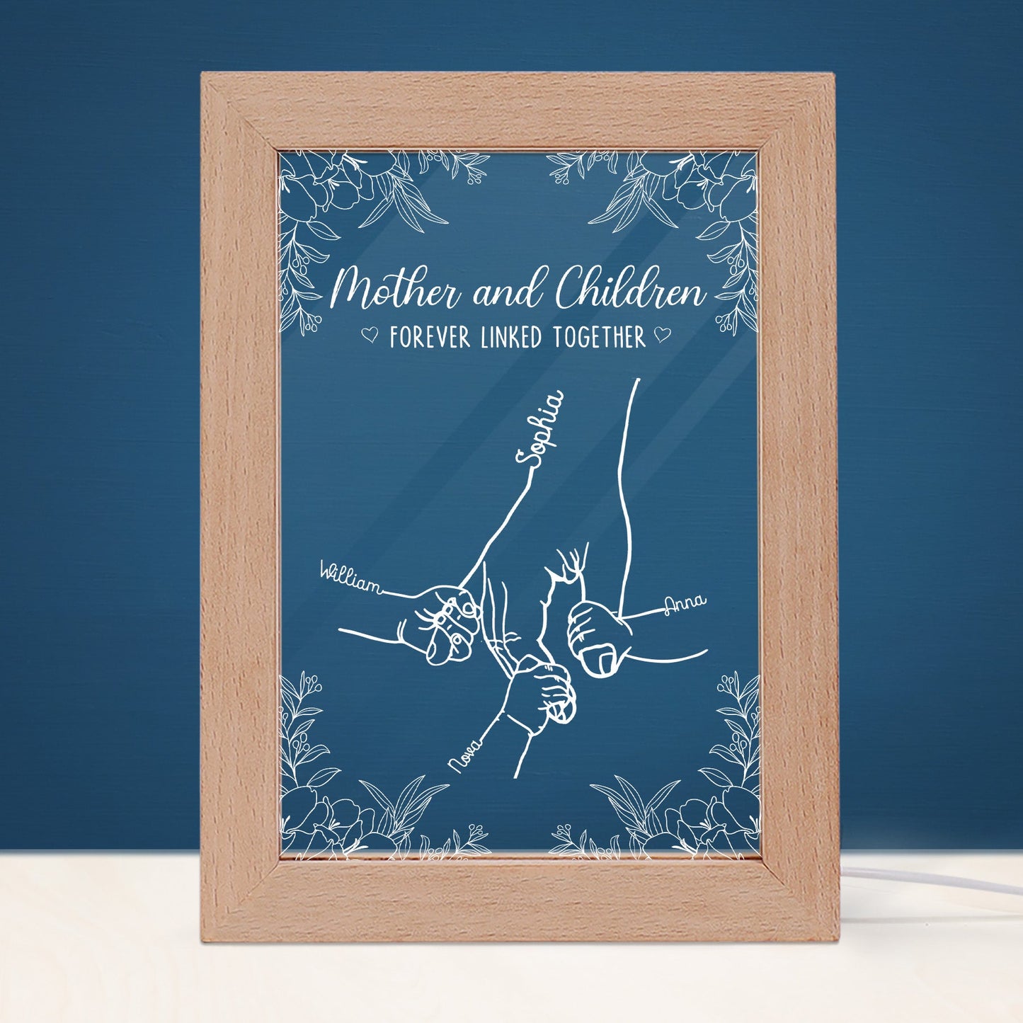 Mother And Daughter, Son Forever Linked Together - Personalized Frame Lamp