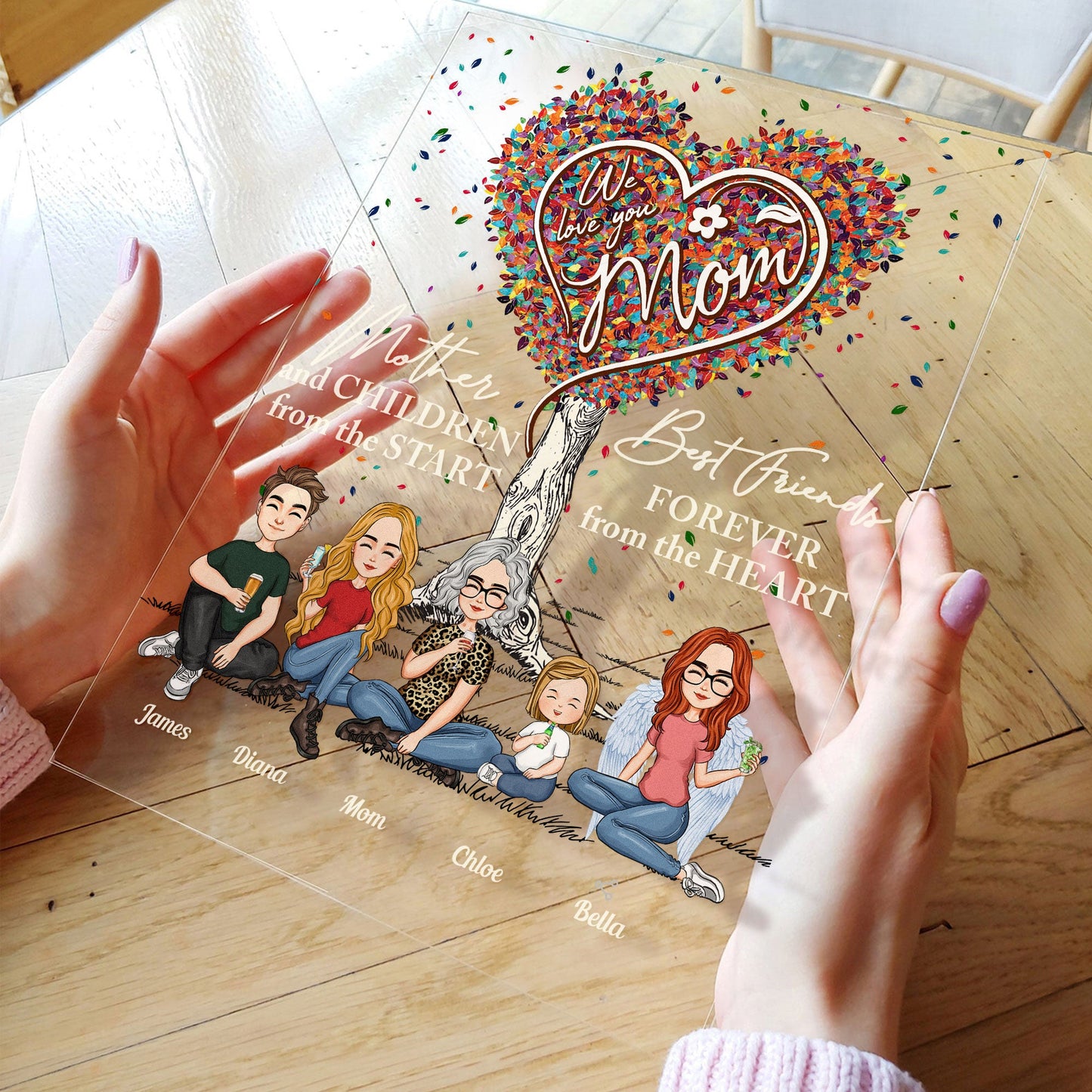 Mother And Daughters Best Friends Forever - Personalized Acrylic Plaque - Mother's Day, Birthday, Loving Gift For Mom, Mum, Grandma, Nana