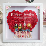Mother And Daughters Best Friends From The Heart - Personalized Flower Shadow Box