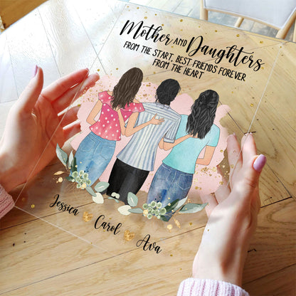 Mother And Daughters Forever Linked Together - Personalized Acrylic Plaque - Birthday, Decoration Gift For Mothers, Grandmas, Daughters