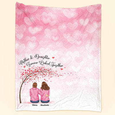 Mother And Daughters Forever Linked Together - Personalized Mom Blanket