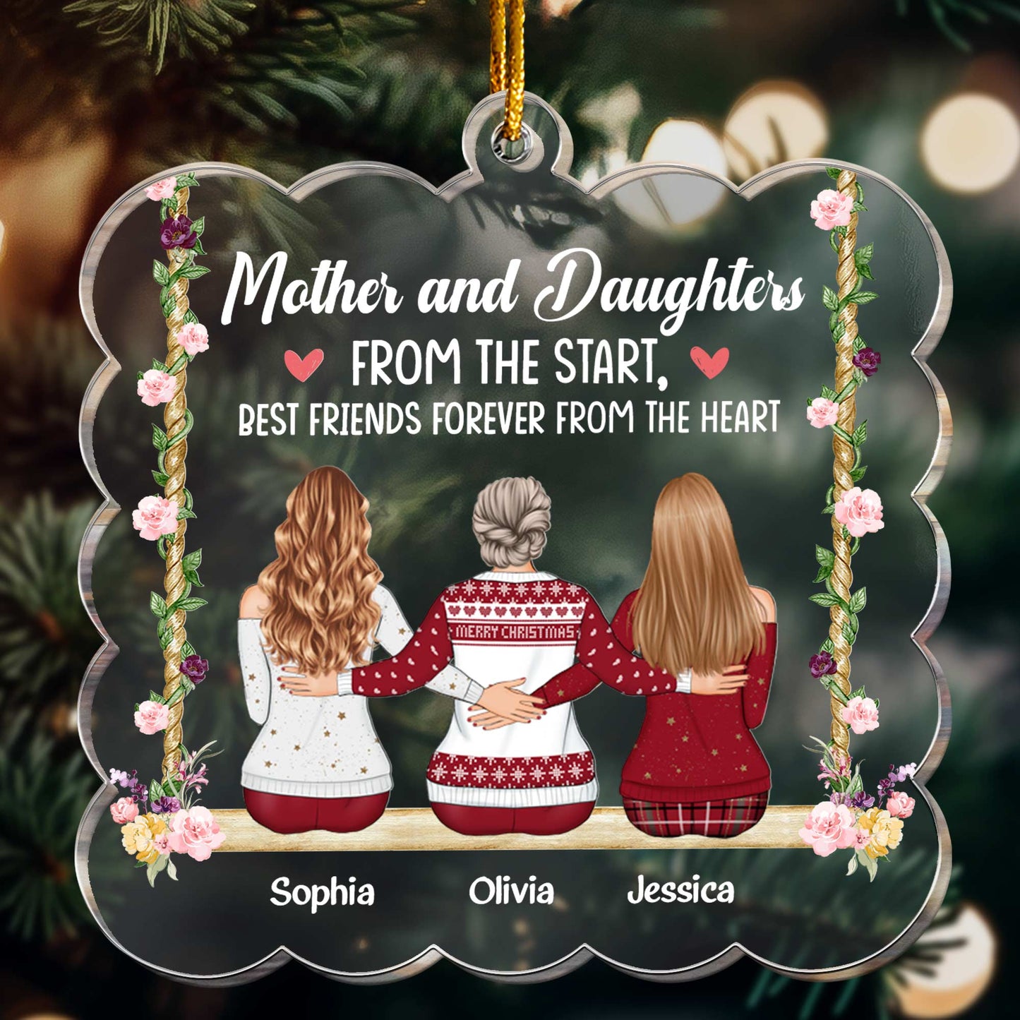 Mother And Daughters From The Start - Personalized Acrylic Ornament