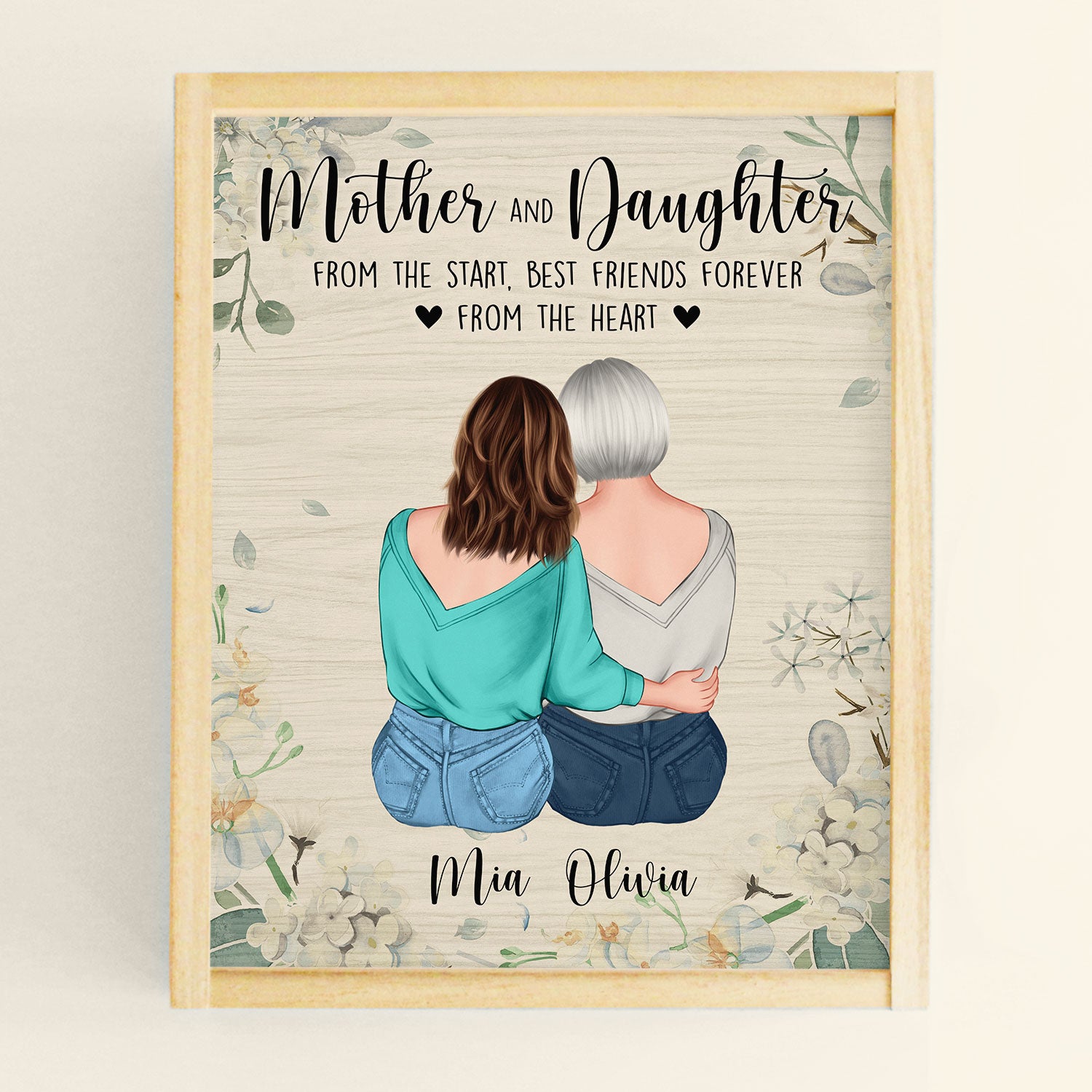 Mother And Daughters From The Start - Personalized Poster - Birthday, Mother's Day Gift For Mothers, Grandmas, Daughters 