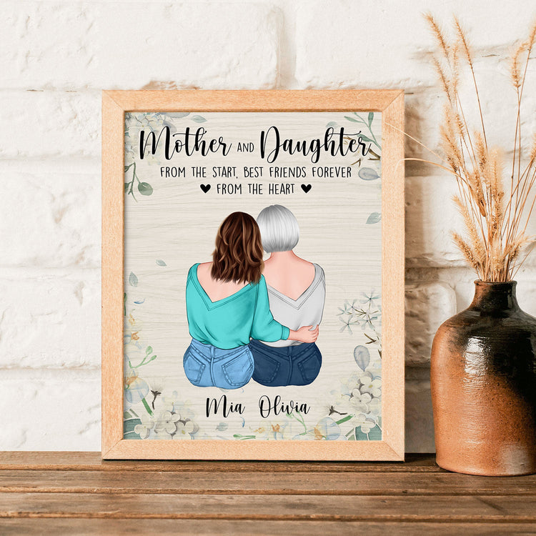 Mother And Daughters From The Start - Personalized Poster - Birthday, Mother's Day Gift For Mothers, Grandmas, Daughters 