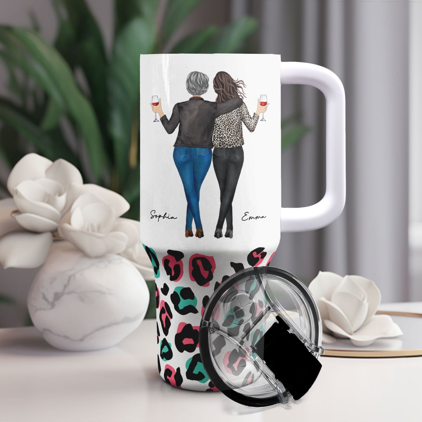 Mother's Day Gifts, Mother Daughter's Best Friend Mom Gifts - Personalized 40oz Tumbler With Straw