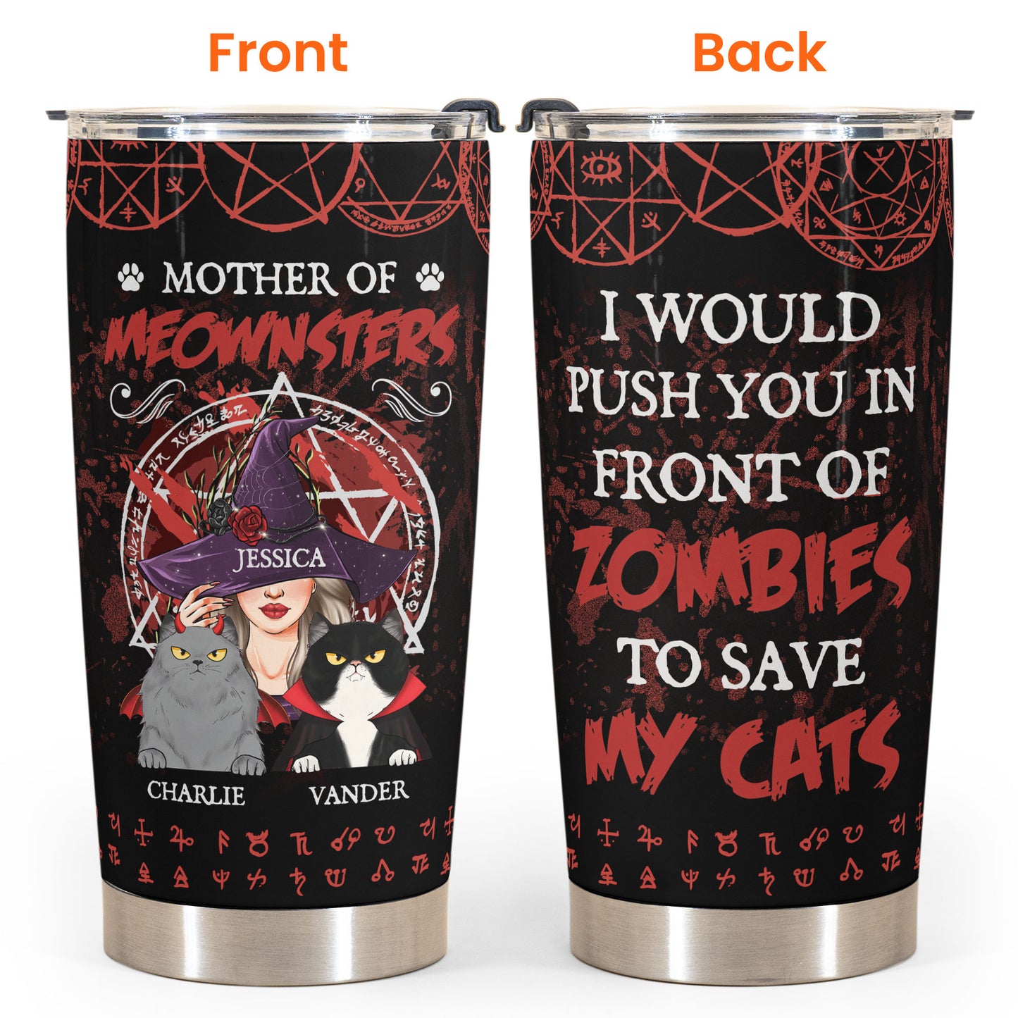 Mother Of Meownsters - Personalized Tumbler Cup