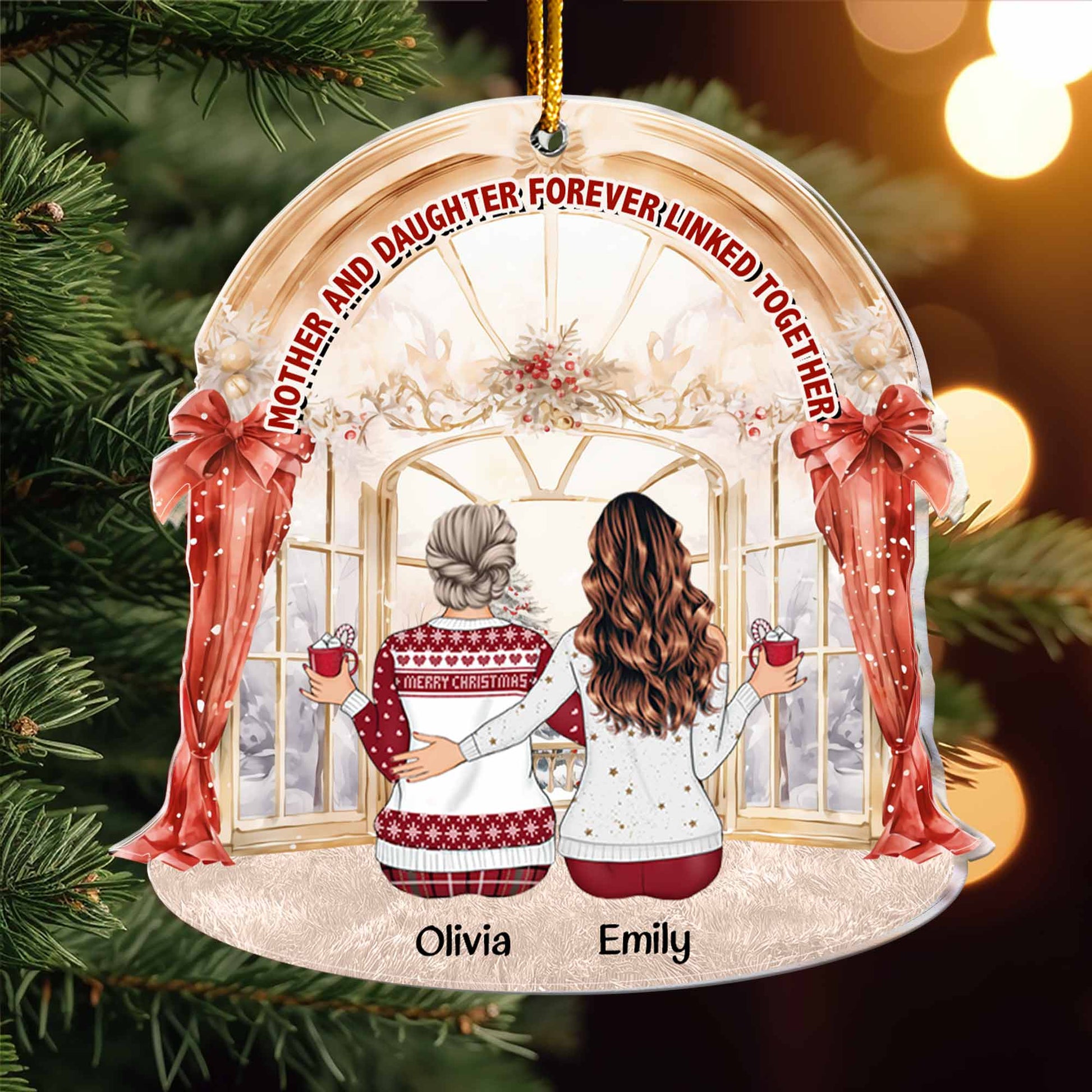 Mother & Daughter Forever Linked Together - Personalized Acrylic Ornament