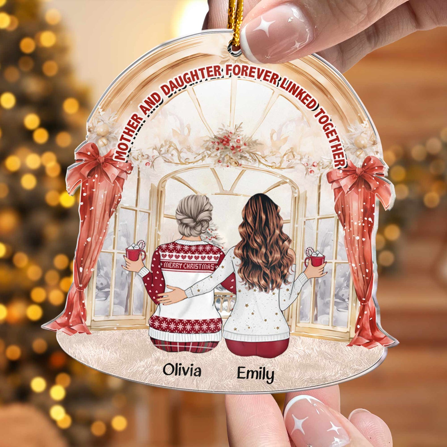 Mother & Daughter Forever Linked Together - Personalized Acrylic Ornament