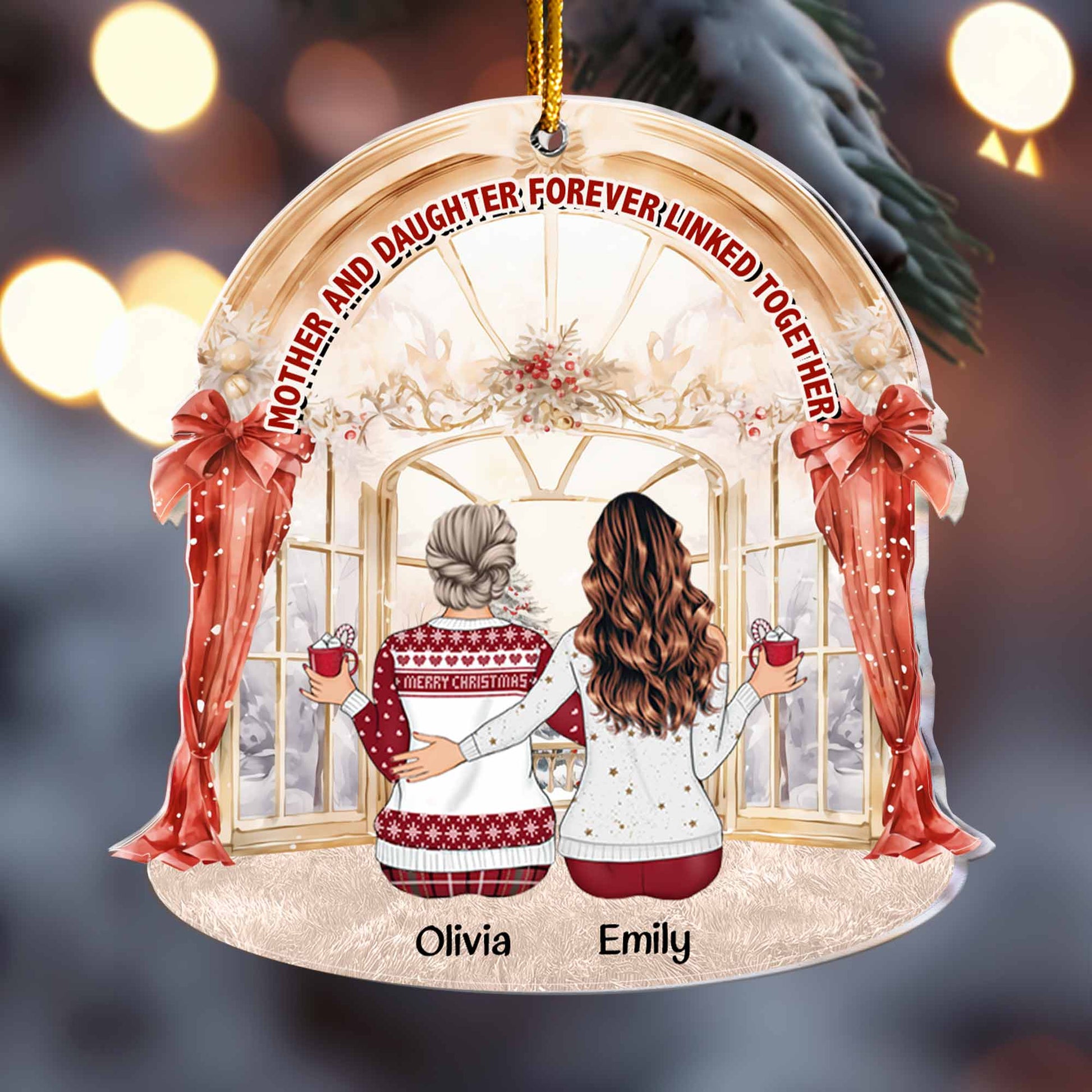 Mother & Daughter Forever Linked Together - Personalized Acrylic Ornament