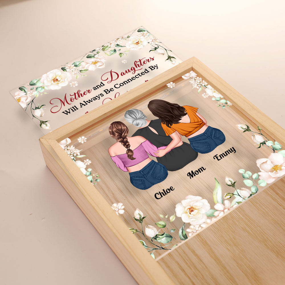 Mother & Daughters Are Connected By Heart - Personalized Frame Light Box