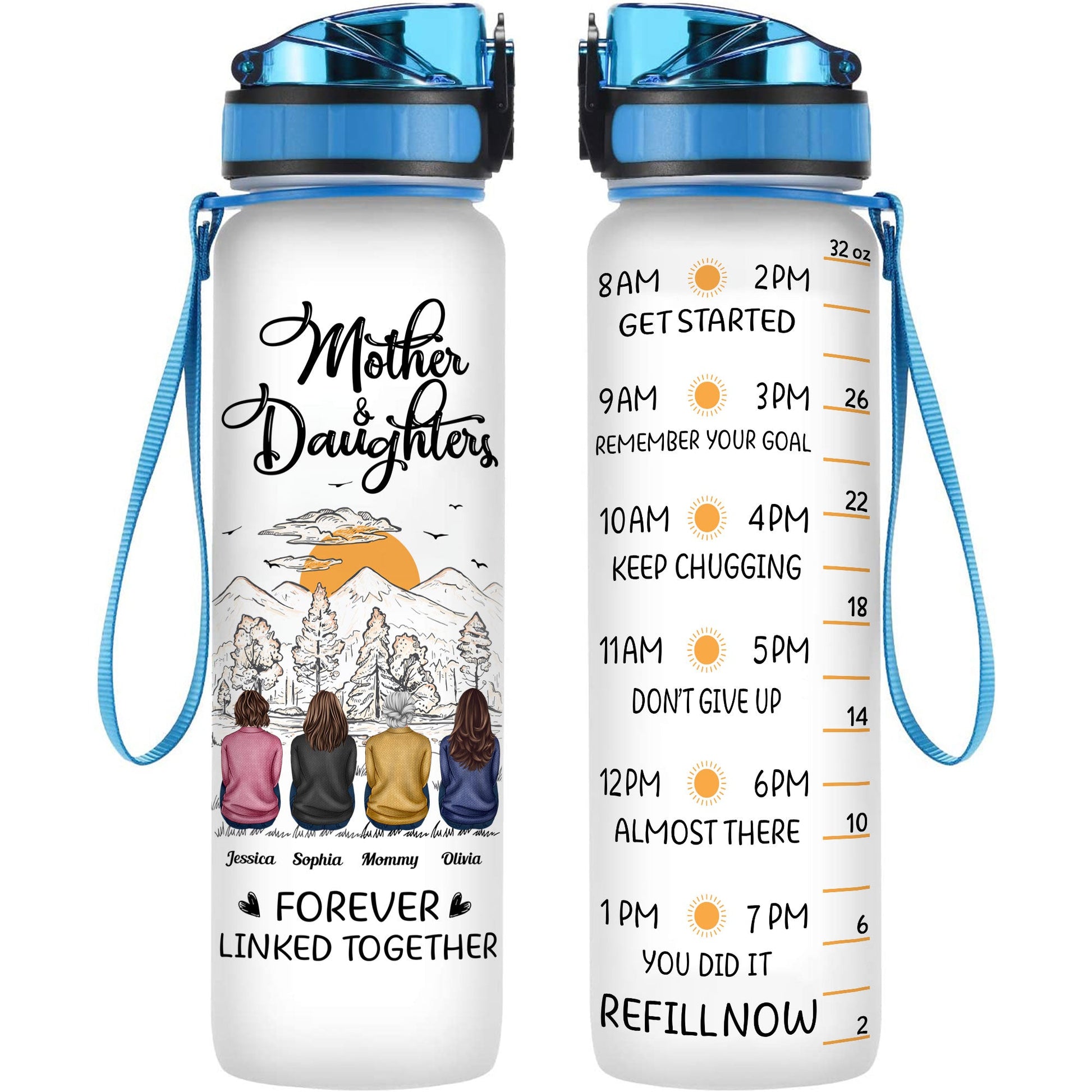Drink Your Water Right Meow - Personalized Water Bottle With Time