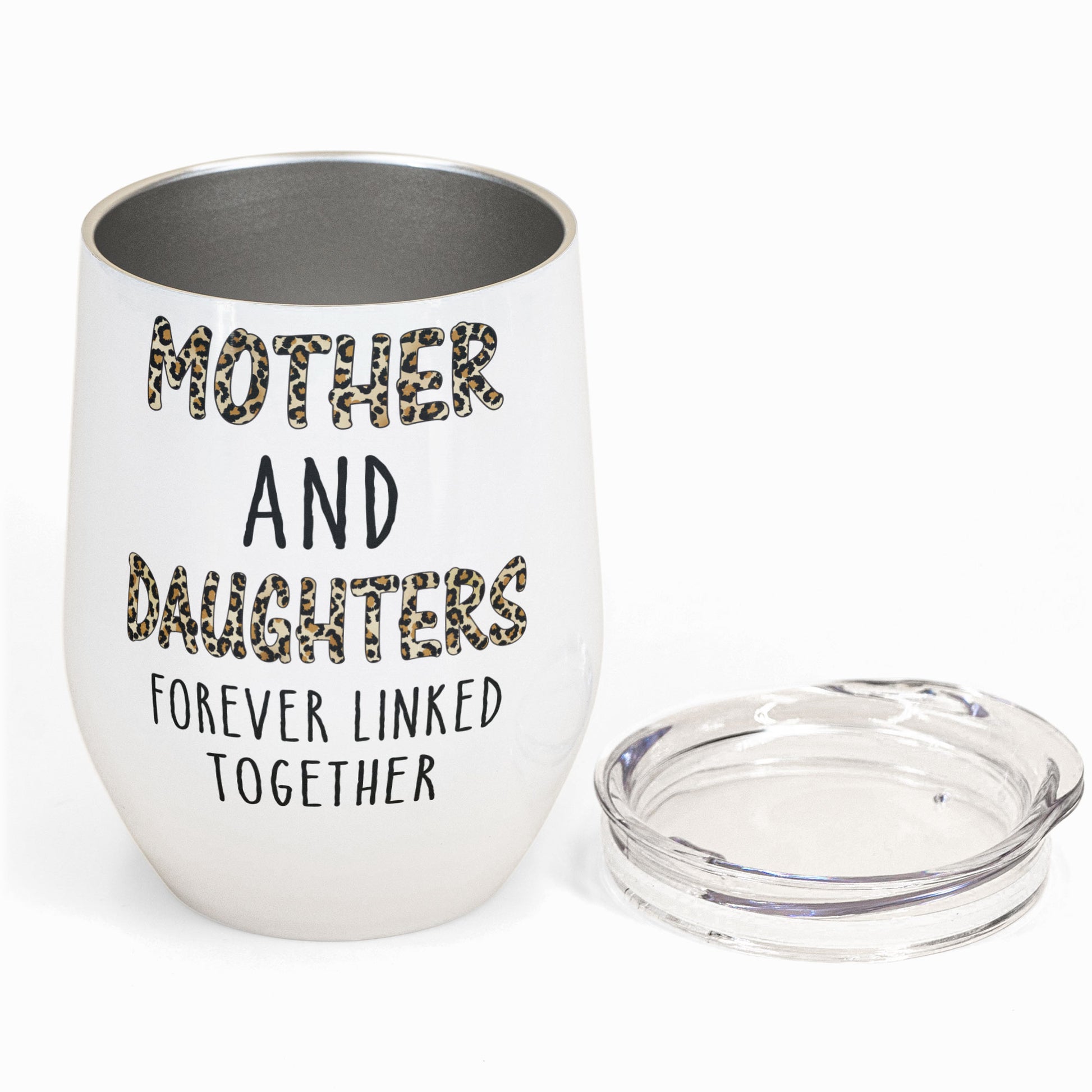 Mother & Daughters Forever Linked Together - Personalized Wine Tumbler - Birthday Gift For Mother, Mom, Daughter - Chibi Girls