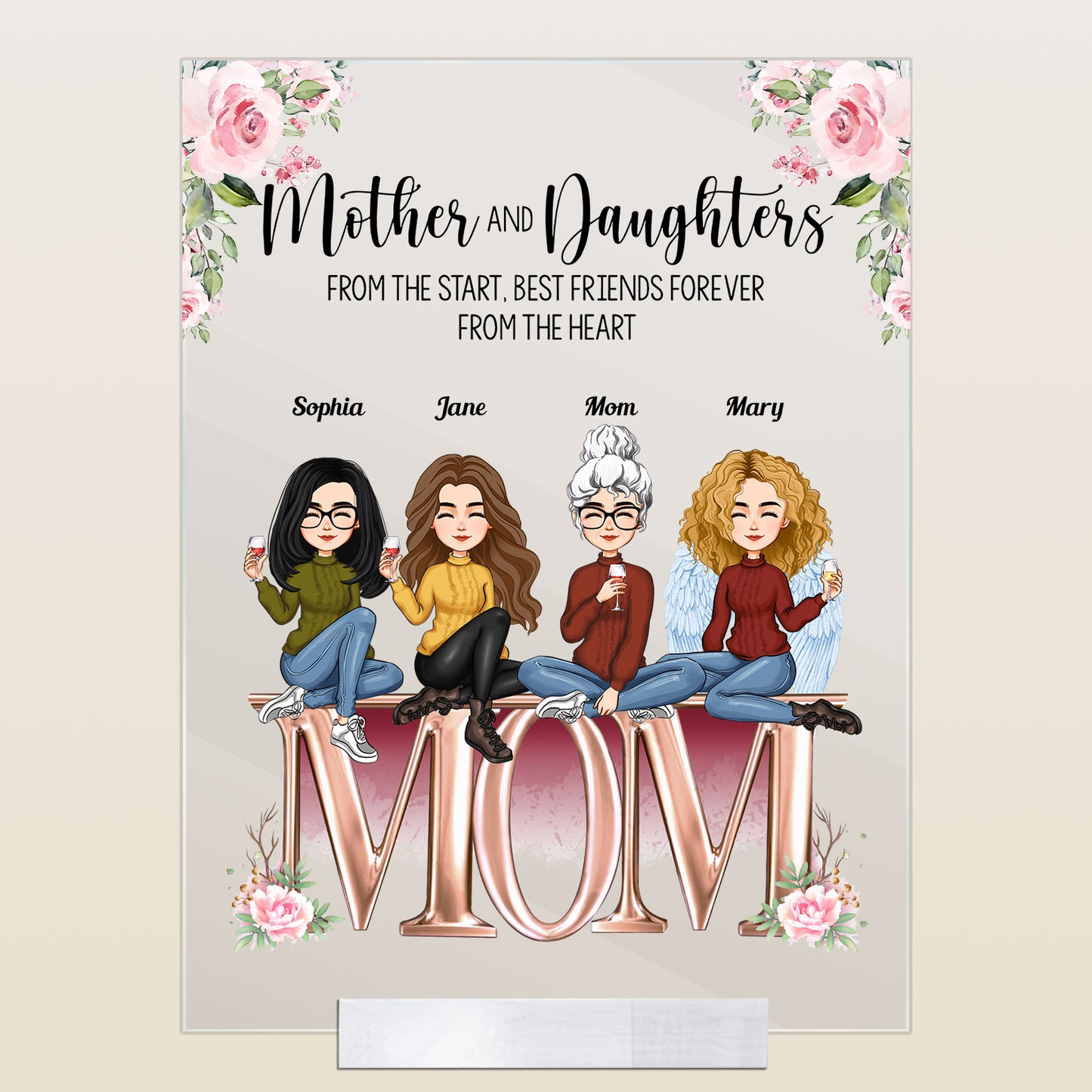 Mother And Children Best Friends Forever - Personalized Acrylic Plaque