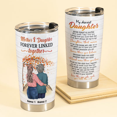 Mother And Daughter Forever Linked Together, Family Custom Tumbler, Gift For Daughters